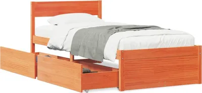 Produktbild von vidaXL Massivholzbett ohne Matratze Wachsbraun 75x190 cm Kiefernholz