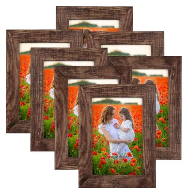 Obrázek produktu pro Omgoods – Sada 7 fotorámečků, rozměr 10 x 15 cm – Dřevěné rámy na zeď i na stůl