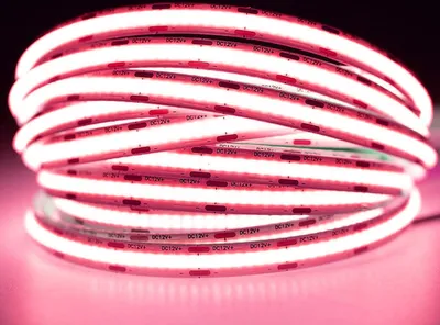 Zdjęcie produktu dla Taśma LED Pasek COB 12V 45W 2400LED NEON Różowa 8mm 5m