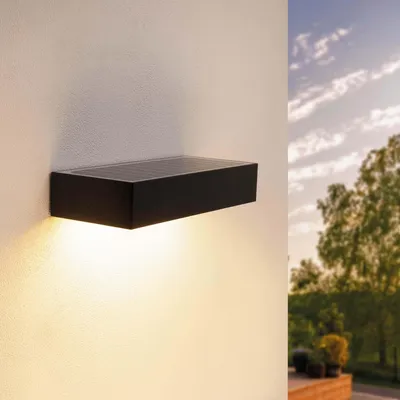 Produktbild von Ledvion Moderne Solar LED Wandlampe sensor 6W Warmweiß IP65 Schwarz Mit