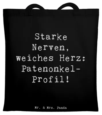 Produktbild von Mr. & Mrs. Panda dokumententasche Spruch Starke Patenonkel - Schwarz - Geschenk, Freude, Patengeschenke, Empathie, Jutetasche, Patenschaft, Lächeln, Laptoptasche, Tasche
