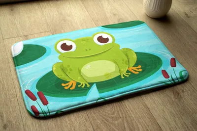 Produktbild von Badteppich Saugfähige - Badezimmer Teppich - Rutschfester Badvorleger Badematte - 75x45 cm - Süßer Frosch