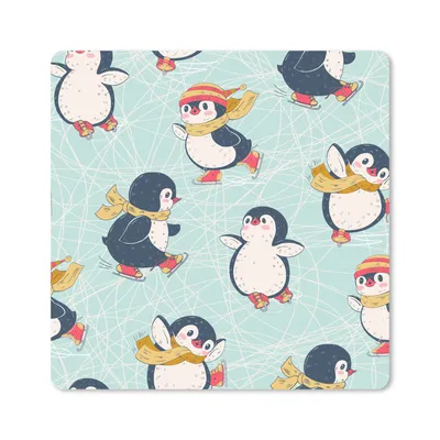 Produktbild von MuchoWow® Mauspad Mousepad Kinder - Pinguin - Schlittschuhe - Winter - Muster 30x30 cm - Mousepads - Maus Mat - Pad - Mausunterlage - Gaming