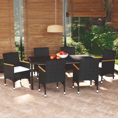 Image de Durable Ensemble de meubles de jardin Balcon Ensemble de 7 pièces de jardin avec coussins Poly rotin noir - Ensemble de meubles de jardin Octo6858371 3parcel