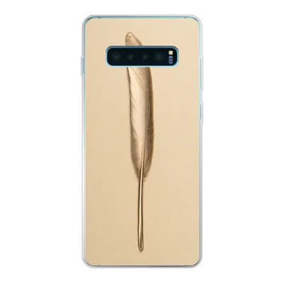 Produktbild von MuchoWow® Handyhülle Schutzhülle Hülle für Samsung Galaxy S10 Lite Gold bemalte Feder auf einem goldenen Hintergrund Silikon Softcase Handy Hülle - Schutz