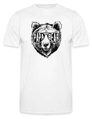 Produktbild von Spreadshirt Papa Bär Cool Dad Funktionsshirt Herren, L, Weiß