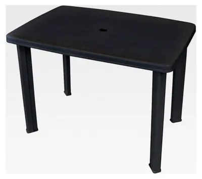 Produktbild von Gartentisch 101x68x72 cm, Kunststoff, anthrazit, wetterfester Tisch für Balkon oder Garten mit Sonnenschirmloch (3,6 cm)