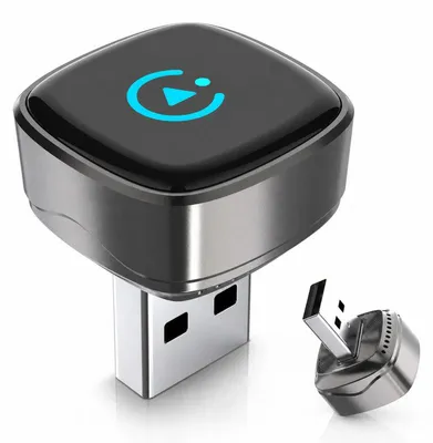 Produktbild von Wireless CarPlay Adapter Mini, WLAN 6, BT 5.4, 3-5s Auto-Connect, USB-A/C – für iPhone & Android Auto, Silber