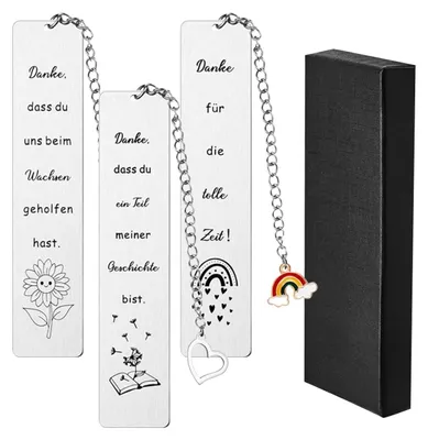 Productafbeelding van 3 Stuks Metalen Boekenleggers met Cadeau Doos