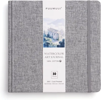 Productafbeelding van Aquarel schetsboek 19 x 19 cm - 100% katoen, 30 vellen, 300 g/m²