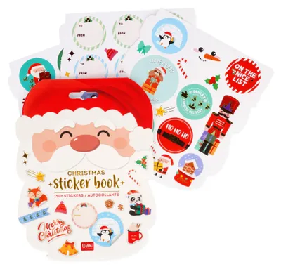Produktbild von Legami - Weihnachts-Stickerbuch, 8 Blätter mit mehr als 150 Papierstickern, Stickerbuch mit Geschenketiketten, Verschlussstempel, dekorative Sticker f