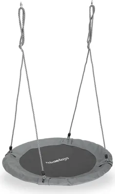 Obrázek produktu pro Houpací síť Relaxdays, kulatá, pro děti i dospělé, nastavitelná, Ø 90 cm, zahradní houpací síť, nosnost až 100 kg, šedá