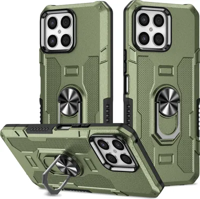 Produktbild von Honor X8 Hülle, Dual Layer Robuste Rüstung Ringhalter Ständer Schutzhülle für Honor X8 Grün