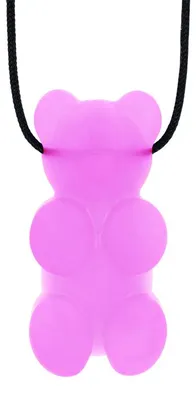 Produktbild von Ark Therapeutics Kaufschmuck Gummy Bear Beißkette rosa Spielzeug Vriendelijk berenvormige kauwketting, ideaal voor wie een gladde kauwstructuur prefereert.
