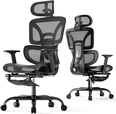 Imagen del producto de Silla de oficina ergonómica, silla de escritorio con reposapiés, color