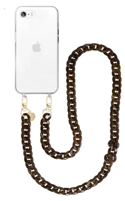 Produktbild von Brown Chocolate Transparant Cord Hülle - Long Cord  - Kompatibel mit iPhone 7/8 Plus