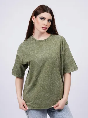 Immagine prodotto di MOD Jeans | Maglietta oversize unisex - taglia L - verde - 100% cotone - abbigliamento comodo e streetwear