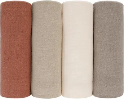 Productafbeelding van Famanu Musselin Doekjes voor Baby's - Spuugdoekjes - 60 x 60 cm - Zacht en ademend - 4 stuks - 100% katoen