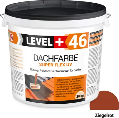 Produktbild von Dachfarbe elastische Sockelfarbe Dachlack UV-beständig Super Flex 20Kg Ziegelrot LEVEL+ RM46