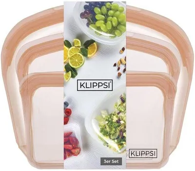 Produktbild von Silikonbeutel Set, 3 Stück, tiefgefrostet, hitzebeständig, abrikoosenfarben