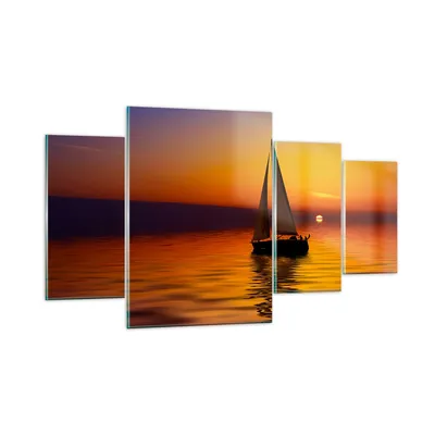 Produktbild von Bilder auf glas - Boot Sonnenuntergang Landschaft - 160x90cm - Glasbilder - Wandbilder - Kunstdruck - zum Aufhängen bereit - Wanddekoration aus Glas - Glas Bilder - Wandbild auf Glas - GDL160x90-0106
