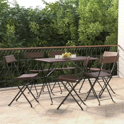 Immagine prodotto di The Living Store Sedie da bistrot 6 pz. Pieghevoli in rattan e acciaio marrone