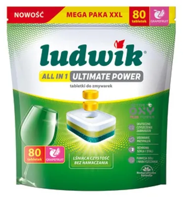 Zdjęcie produktu dla Ludwik tabletki do zmywarek all in 1 Ultimate Power 80 szt. grapefruit