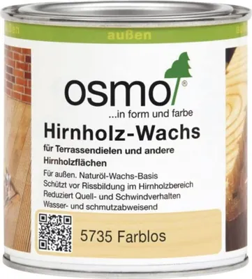 Produktbild von Osmo Hirnholz Wachs farblos zum Schutz von Hirnholzenden 375ml
