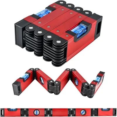 Immagine prodotto di Livella a bolla magnetica pieghevole, strumento di misurazione multi-angolo per la lavorazione del legno, lunghezza 60,3 cm, realizzata in metallo