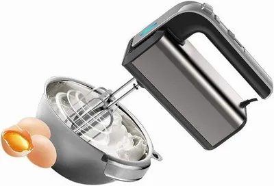 Obrázek produktu pro Elektrický ruční mixér, 5 rychlostí, 300 W, klasický, s hnětacím hákem, na pečení a vaření, černý.
