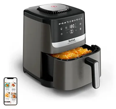 Zdjęcie produktu dla Tefal Easy Fry Silence EY551HE0, Frytkownica na gorące powietrze, 5 l, 40 °C, 220 °C, Pojedyńczy, Czarny, Szary, Stal nierdzewna