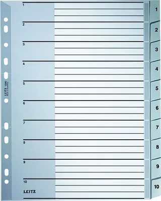 Produktbild von Register A4 1-10 PP grau mit Deckblatt Packung mit 10 Stück