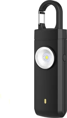 Obrázok produktu pre Osobný bezpečnostný alarm INF 130 dB s LED svetlom - Núdzová kľúčenka čierna