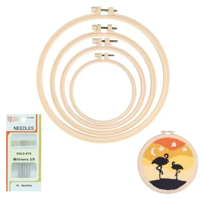 Stickrahmen-Set, 4 Stück, rund, verstellbar, 9,5–20 cm