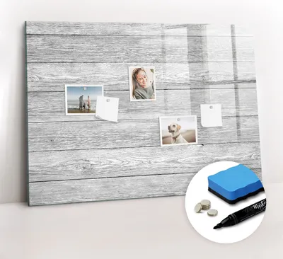 Produktbild von Magnetpinnwand Memoboard - Zubehörsatz - Schwarzer Marker + Schwamm + Magnete - 100 x 70 cm - Holzplatten