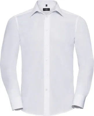 Image de Russell Collection Chemise en Popeline pour Homme, Manches Longues, Entretien Facile BC1018 (XL) (Blanc)