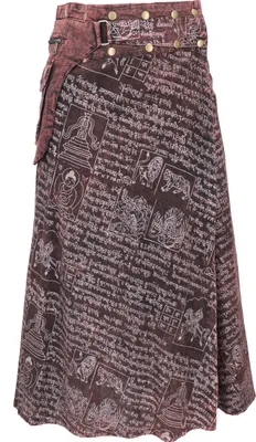 Produktbild von Wickelrock, Langer Rock mit Druckknöpfen, Boho Mantra Stonewash - Rotbraun, Damen, Baumwolle, Größe: S/M