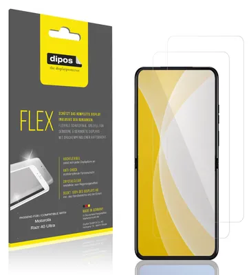 Produktbild von 2x Schutzfolie für Motorola Razr 40 Ultra Folie, 100% Displayabdeckung, dipos Flex