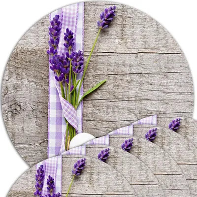 Produktbild von Abwaschbare Tischsets 6er Set Lavendel Holz-Optik rund