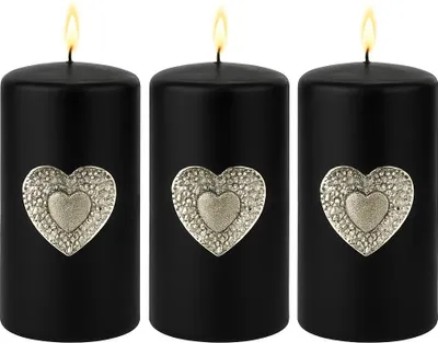 Produktbild von Marrakesch 3er Set Kerzenstecker Silber 6x6cm | Candle Pins Stecker für Adventskranz, Stumpenkerzen & Kerzenhalter als Herz Deko Muster -A- | Weihnachtsdeko Adventsdeko Kerzenpin Pin zum Stecken