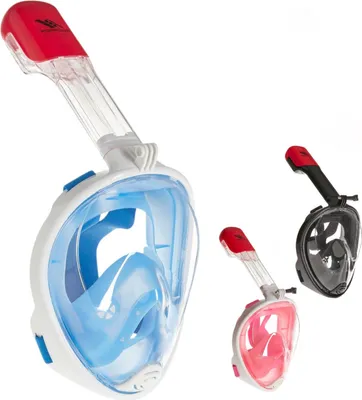 Produktbild von Rucanor Schnorchelmaske Vollmaske, Tauchermaske für Kinder und Erwachsene, 180° Grad Sicht, Aktion Kamera-Halterung, Anti-Fog und Anti-Leck, Größe L-XL, Blau