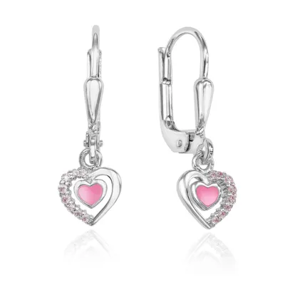 Produktbild von Mädchen Ohrringe Herz: 925 Silber Ohrhänger mit Zirkonia