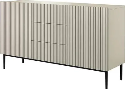 Produktbild von Kommode Nicole geriffelt 3 Schubladen 150x84x45 cm Wohnzimmer Kaschmir/Schwarz