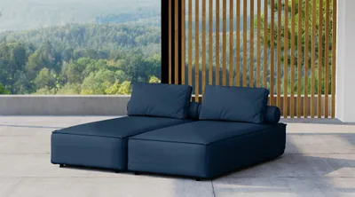 Produktbild von Chaiselongue Sezlong Liege 2er-Set SUMMER wetterfester Stoff NXL Dunkelblau
