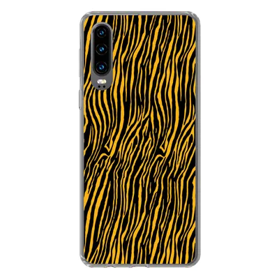 Produktbild von MuchoWow® Handyhülle Schutzhülle Hülle für Huawei P30 Tigerdruck - Schwarz - Orange Silikon Softcase Handy Hülle - Kartenbesitzer