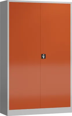 Produktbild von Metallschrank abschließbar Flügeltürenschrank 1945 x 1200 x 600 mm lichtgrau/feuerrot X-530384