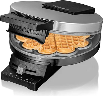 Produktbild von Cloer 185 Waffeleisen für eine Herzwaffel mit 16 cm Durchmesser, Herzwaffeleisen mit Doppelbeschichtung, schweren Backplatten, stufenlosem