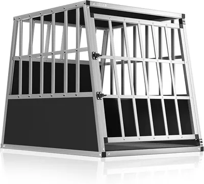 Produktbild von Hundetransportbox Aluminium Hundebox Kofferraum robust verschließbar trapezförmig L 66x90x72cm Reisebox Autobox Tiertransportbox