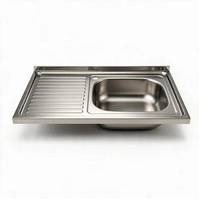 Immagine prodotto di Lavello appoggio acciaio inox 80x50 cm una vasca e gocciolatoio sinistro SA216