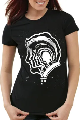 Produktbild von style3 Timelord Generationen T-Shirt Damen zeitreise serie polizei notrufzelle, Farbe:Schwarz, Größe:XS